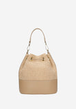 Wojas Beige Leather and Raffia Shoulder Bag | 8037884