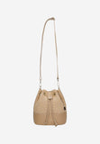 Wojas Beige Leather and Raffia Shoulder Bag | 8037884