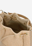 Wojas Beige Leather and Raffia Shoulder Bag | 8037884