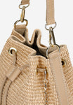 Wojas Beige Leather and Raffia Shoulder Bag | 8037884