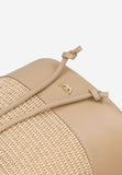 Wojas Beige Leather and Raffia Shoulder Bag | 8037884