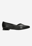 Wojas Black Leather Ballet Flats with Decorative Heel | 4404951