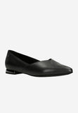 Wojas Black Leather Ballet Flats with Decorative Heel | 4404951