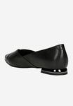 Wojas Black Leather Ballet Flats with Decorative Heel | 4404951