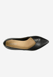 Wojas Black Leather Ballet Flats with Decorative Heel | 4404951