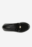 Wojas Black Leather Loafers with Golden Detail | 4630471