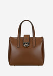 Wojas Dark Brown Leather Tote Bag with Golden Logo | 8040452