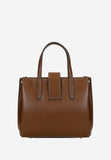 Wojas Dark Brown Leather Tote Bag with Golden Logo | 8040452