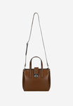 Wojas Dark Brown Leather Tote Bag with Golden Logo | 8040452