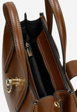 Wojas Dark Brown Leather Tote Bag with Golden Logo | 8040452