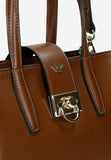 Wojas Dark Brown Leather Tote Bag with Golden Logo | 8040452