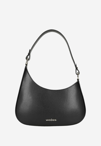 Wojas Black Asymmetric Leather Crossbody Bag | 8041151