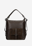 Woajs 2 in 1 Dark Brown Leather Shoulder Bag and Backpack | 8002172