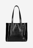 Wojas Black Leather Tote Bag with Golden Logo | 8042551