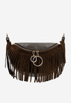 Wojas Brown Leather Crossbody Bag with Fringes | 8008972