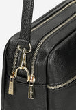 Wojas Black Leather Crossbody Bag with Logo | 8041951