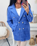 Blue Alpaca Coat with Golden Buttons | 22ZH2250-B