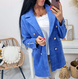 Blue Alpaca Coat with Golden Buttons | 22ZH2250-B