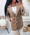 Camel Alpaca Coat with Golden Buttons | 22ZH2250-CAM