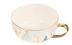 Christmas Theme Porcelain Cup with Gold Edges and Saucer Set | Royal-847