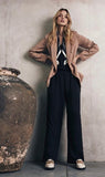 Italian-style Elegant High Waist Wide Leg Black Pants | YU-01