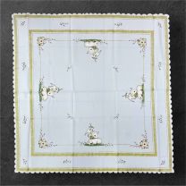 White and Gold Table Cloth with Easter Lamb | B15H-141-2