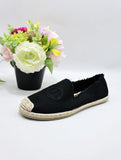 Women's Black CC Espadrilles Slip-On Flats | 5RQ43