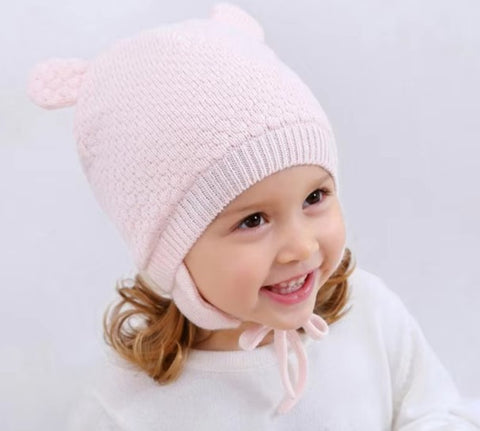 Cute Double Layered Knit Tied Beanie | 42/019