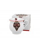 White Retro Porcelain Mug with Highlander Pattern - KUBEK z PARZENICA 500 ml | 3782