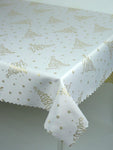 Christmas White Double Sided Table Cloth with Golden Christmas Tree Pattern | Marion-RecGoldCHR