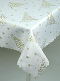 Christmas Round Table Cloth with Golden Christmas Tree Pattern 51.18 in | Marion-130-RoGoldCHR