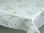 Christmas Round Table Cloth with Golden Christmas Tree Pattern 51.18 in | Marion-130-RoGoldCHR