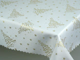 Christmas White Double Sided Table Cloth with Golden Christmas Tree Pattern | Marion-RecGoldCHR