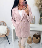 Dusty Pink Alpaca Coat with Golden Buttons | 22ZH2250-DP