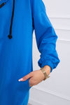 Blue Hooded Sweatshirt with Zip and Print on the Back |9117-BL