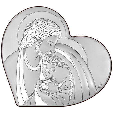 Silver Heart Shaped Holy Family Gift | DS143/1