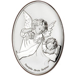 Oval-Shaped Silver Guardian Angels Gift 2.95 in x 3.54 in | DS27/1