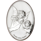 Oval-Shaped Silver Guardian Angels Gift 2.95 in x 3.54 in | DS27/1