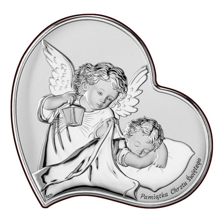 Heart-Shaped Silver Guardian Angels Gift 3.14 in x 3.14 in | DS17/1