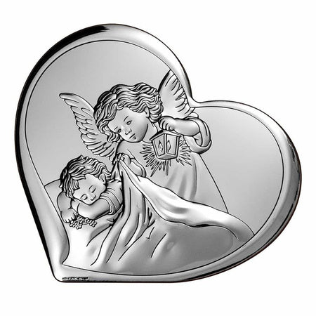 Heart-Shaped Silver Guardian Angels Gift 4.33 in x 3.93 in | 6448/2