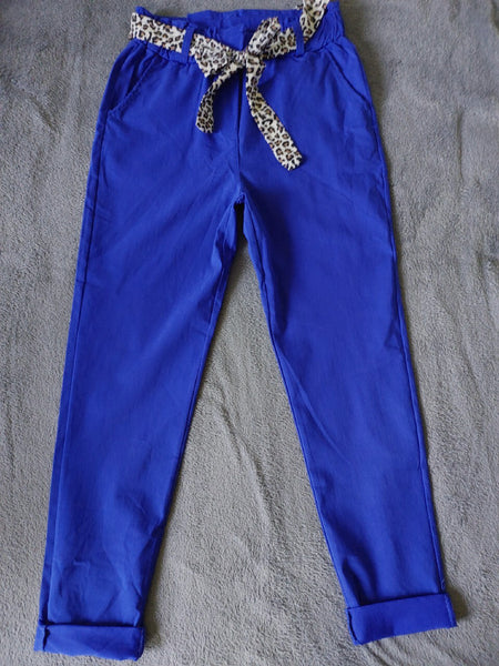 Italian-style Light Blue Pants with Black Belt