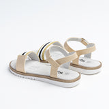 Wojtyłko Big Girls' Golden Open-toe Sandals with Stripes | 5S1149-GO