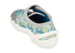 Befado Gray School Slippers with Blue Dinosaur | 273X342