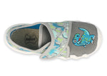 Befado Gray School Slippers with Blue Dinosaur | 273X342