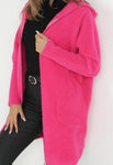 Fuchsia Hooded Alpaca Coat with Zipper | HAL-123