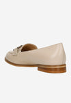 Wojas Beige Leather Loafers with Golden Chain | 46225-54