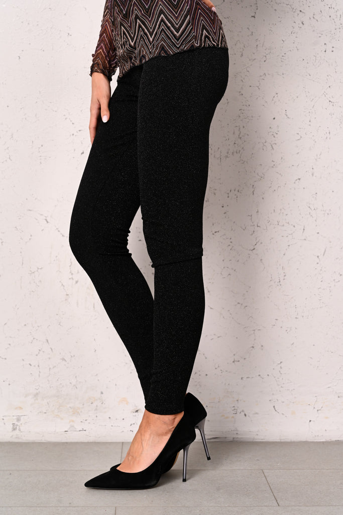 Suave Dressy Black Leggings with Silver Studs