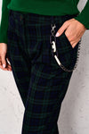 Women's Plaid Pants with Chain | SP-3908