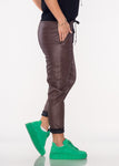 Italian-style Chocolate Brown Waxed Pants | HAL-149